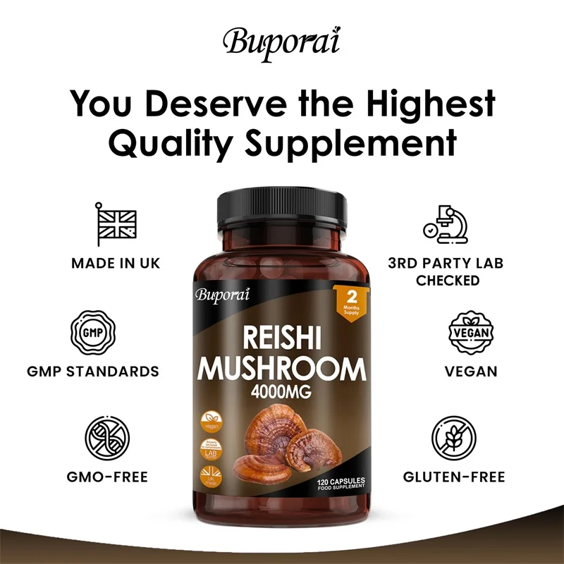 Cápsulas de hongos Reishi de 4 - Tulsi Holy Basil reseña y precio